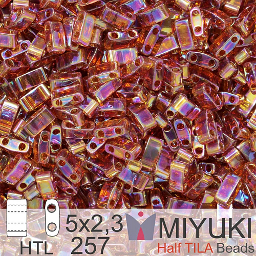 Korálky Miyuki Half Tila. Barva Transparent Topaz AB HTL 257. Balení 3g.