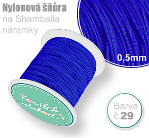 Nylonová šňůra na Shamballa náramky průměr nitě 0,5mm. Barva č.29 Tm. Modrá