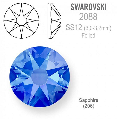 SWAROVSKI 2088 XIRIUS FOILED velikost SS12 barva Sapphire