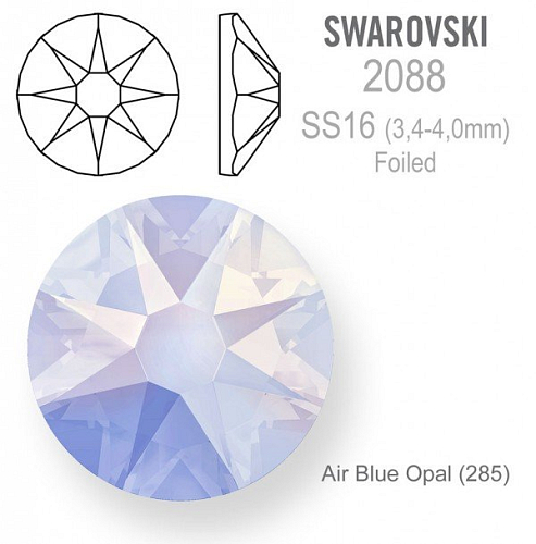 Swarovski FOILED 2088 velikost SS16 barva Air Blue Opal 