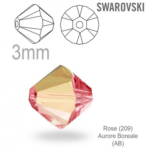 Swarovski XILION Bead 5328 barva Rose Aurore Boreale velikost 3mm. Balení 20Ks. 
