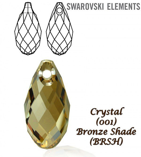 Swarovski 6010 Briolette Pendant 13x6,5mm. Barva CRYSTAL BRONZE SHADE