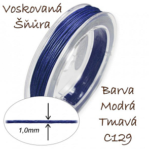 Voskovaná šňůra-síla 1,0mm v tmavě modré barvě číslo C129