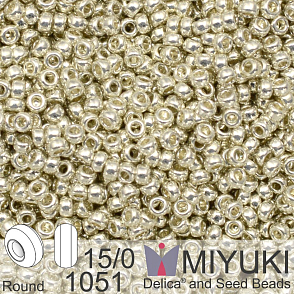 Korálky Miyuki Round 15/0. Barva 1051 Galvanized Silver . Balení 5g