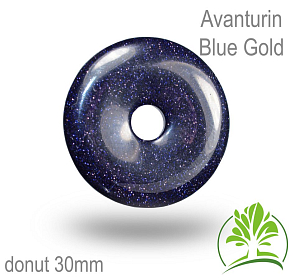 Kámen Avanturin Blue Gold donut-o pr. 30mm tl.4,5mm syntetický