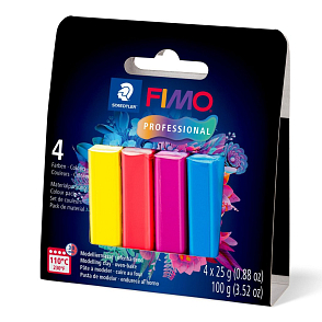 FIMO professional sada 4 barvy 25 g TRUE COLOURS v balení 4 barevných bloků FIMO po 25g. (žlutá, červená, modrá, zelená)