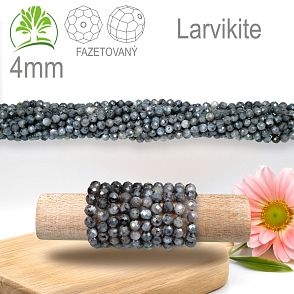 Korálky z minerálů Larvikite Fazetovaný přírodní polodrahokam. Velikost pr.4mm. Balení 95Ks.