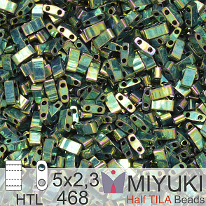 Korálky Miyuki Half Tila. Barva Metallic Malachite Green Iris HTL 468. Balení 3g.
