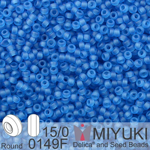 Korálky Miyuki Round 15/0. Barva 0149F Matte Tr Capri Blue. Balení 5g.