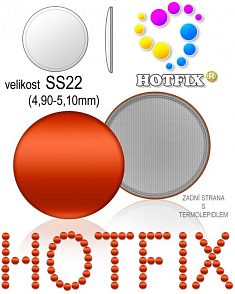 Kovové NAILHEAD HOTFIX nažehlovací polotovary. Velikost SS22 (4,90-5,10mm) Tl.0,6mm. Barva 034 PAPRIKOVÁ ČERVENÁ (lesklá ocelová). Balení 50Ks