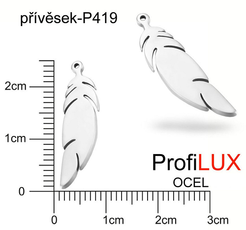 Přívěsek Chirurgická Ocel ozn-P419 PÍRKO velikost 24x6mm tl.1.0mm. Velikost otvoru pr. 0,8mm. Řada přívěsků ProfiLUX. 