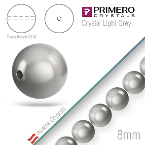 Korálky PRIMERO Crystals 5810. Barva Crystal Light Grey. Velikost 8mm