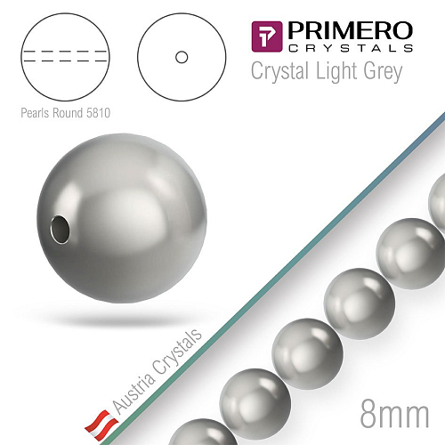 Korálky PRIMERO Crystals 5810. Barva Crystal Light Grey. Velikost 8mm
