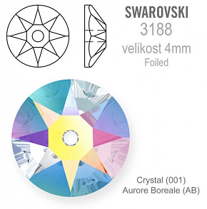 Swarovski 3188 XIRIUS Lochrose našívací kameny velikost pr.4mm barva Crystal Aurore Boreale