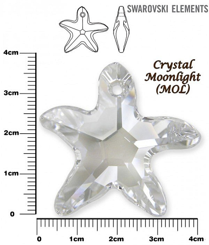 SWAROVSKI Starfish Pendant barva CRYSTAL MOONLIGHT velikost 40mm.