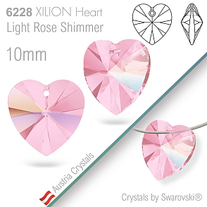 Swarovski XILION Heart 6228. Barva Light Rose Shimmer. Velikost 10mm