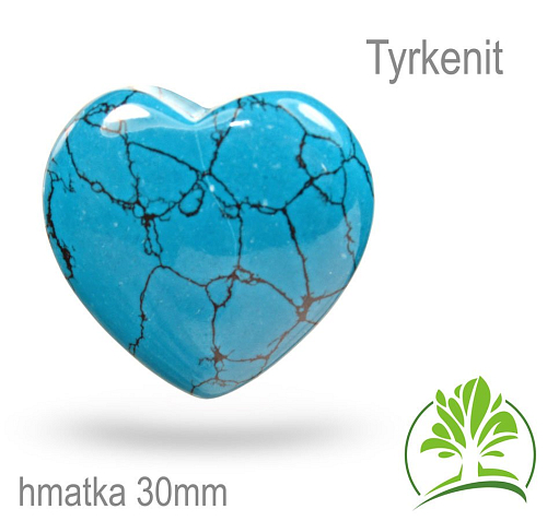 Minerály HMATKY tvar Srdce velikost 30mm Tyrkenit.