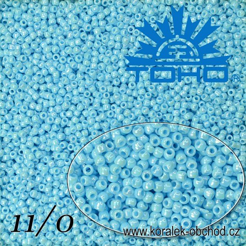 Korálky TOHO tvar ROUND (kulaté). Velikost 11/0. Barva č. 403-Opaque-Rainbow Blue Turquoise . Balení 8g.