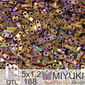 Korálky Miyuki QuarterTila. Barva Metallic Purple Gold Iris QTL 188 Balení 3g