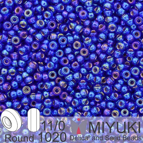 Korálky Miyuki Round 11/0. Barva 1020 S/L Cobalt AB . Balení 5g.