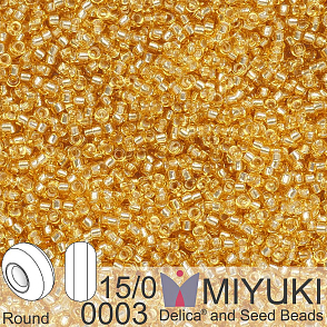 Korálky Miyuki Round 15/0. Barva 0003 Silverlined Gold . Balení 5g
