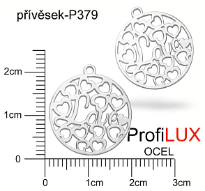 Přívěsek Chirurgická Ocel ozn-P379 MEDAILON s nápisem LOVE velikost pr.20mm tl.1.0mm. Řada přívěsků ProfiLUX. 