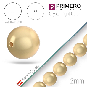 Korálky PRIMERO Crystals 5810. Barva Crystal Light Gold. Velikost 2mm balení-50Ks.