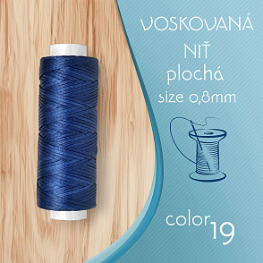 Voskovaná nit 0,8mm PLOCHÁ cívka 30m barva č.19 Royal Blue