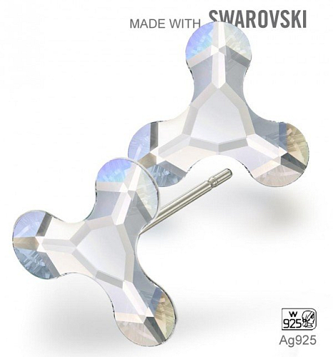 Náušnice sada Made with Swarovski 2708 Crystal (001) 8mm+puzeta Ag925.