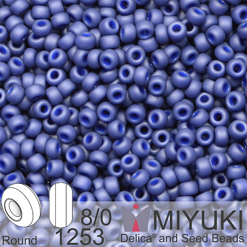 Korálky Miyuki Round 8/0. Barva 1253 Matte Metallic Royal Blue. Balení 5g