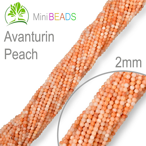 Korálky Mini BEADS Avanturin Peach. Velikost pr.2mm. Balení 150Ks.