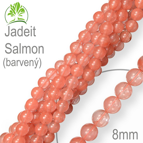 Korálky z minerálů Jadeit Salmon (barvený)  Velikost pr.8mm. Balení 10Ks.