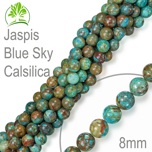 Korálky z minerálů Jaspis Blue Sky Calsilica přírodní polodrahokam. Velikost pr.8mm. Balení 10Ks.