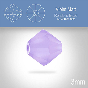 PRECIOSA Bicone (sluníčko) velikost 3mm. Barva VIOLET MATT. Balení 40ks