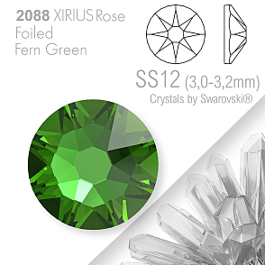 SWAROVSKI  XIRIUS Rose 2088 Foiled. Barva Fern Green velikost SS12 (3,0-3,2mm). Balení 30Ks.