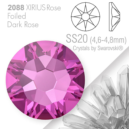 SWAROVSKI  XIRIUS Rose 2088 Foiled. Barva Dark Rose velikost SS20 (4,6-4,8mm). Balení 15Ks.