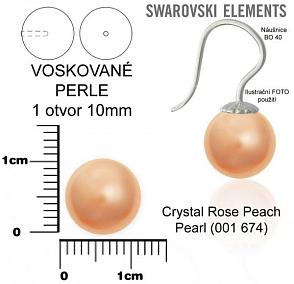 SWAROVSKI 5818 Voskované Perle 1otvor barva 300 CRYSTAL ROSE PEACH PEARL velikost 10mm.