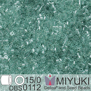 Korálky Miyuki Delica 15/0. Barva DBS 0112 Transparent Sea Foam Luster. Balení 2g.