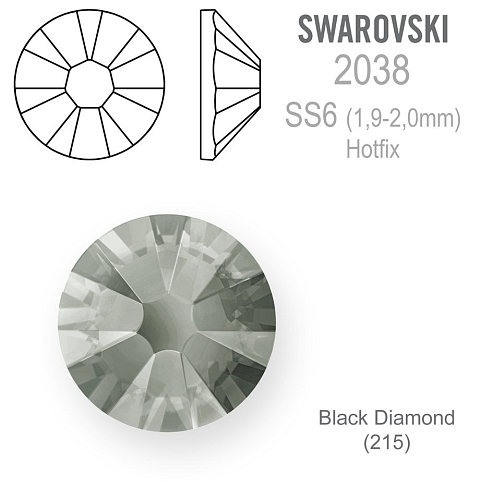 SWAROVSKI xilion rose HOT-FIX velikost SS6 barva BLACK DIAMOND 