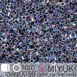 Korálky Miyuki Delica 10/0. Barva Amethyst Lined Crystal AB DBM0059. Balení 5g.