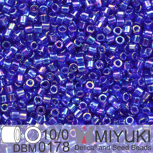 Korálky Miyuki Delica 10/0. Barva Tr Cobalt AB DBM0178. Balení 5g.