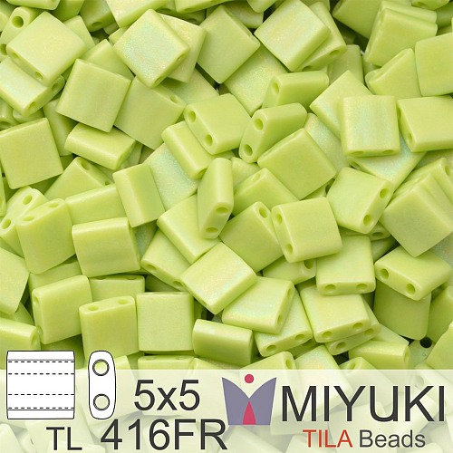 Korálky MIYUKI tvar TILA BEADS velikost 5x5mm. Barva TL-416FR Matte Opaque Chartreuse AB. Balení 5g.