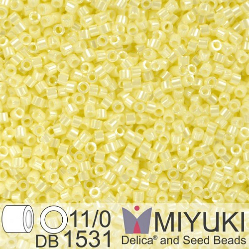 Korálky Miyuki Delica 11/0. Barva Op Pale Yellow Ceylon DB1531. Balení 5g.