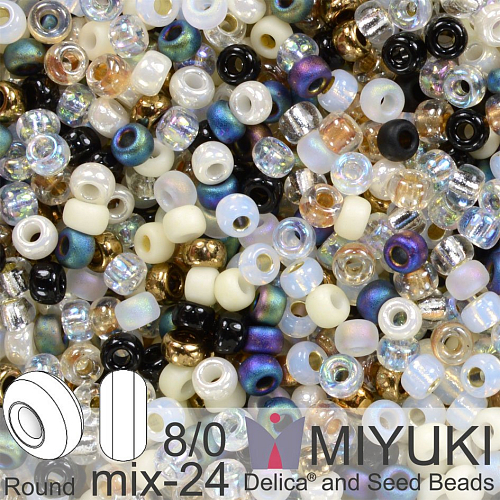 Korálky Miyuki Round 8/0. Barva MIX 24 Granite. Balení 5g