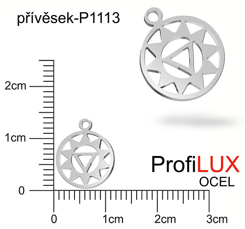 Přívěsek Chirurgická Ocel ozn-P1113 Medailon čakra SOLÁRNÍ velikost pr.11mm tl.1.2mm. Řada přívěsků ProfiLUX