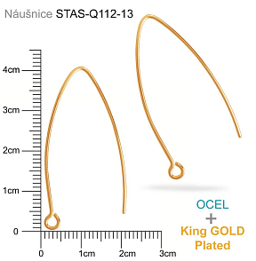 Náušnice drátěná s očkem Chirurgická ocel STAS Q112-13. Barva King GOLD plated.
