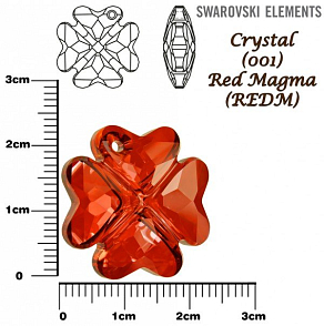 SWAROVSKI 6764 CLOVER Pendant barva CRYSTAL RED MAGMA velikost 23mm.