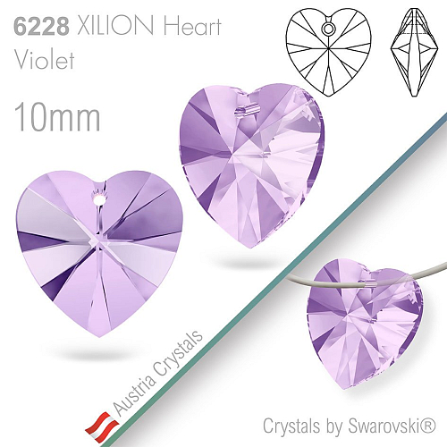 Swarovski XILION Heart 6228. Barva Violet. Velikost 10mm