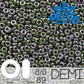 Korálky TOHO Demi Round 8/0. Barva 89 Metallic Moss . Balení 5g