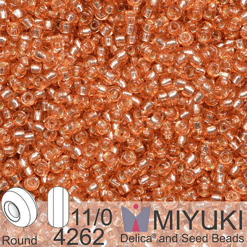 Korálky Miyuki Round 11/0. Barva 4262 Duracoat Silverlined Dyed Rose Copper. Balení 5g.